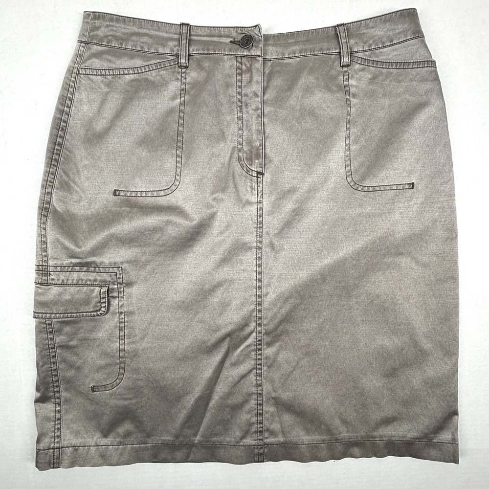 VINTAGE‎ Carlo Colucci Y2K Cargo Metallic Brown Skirt Womens 40 90s Stretch EUC